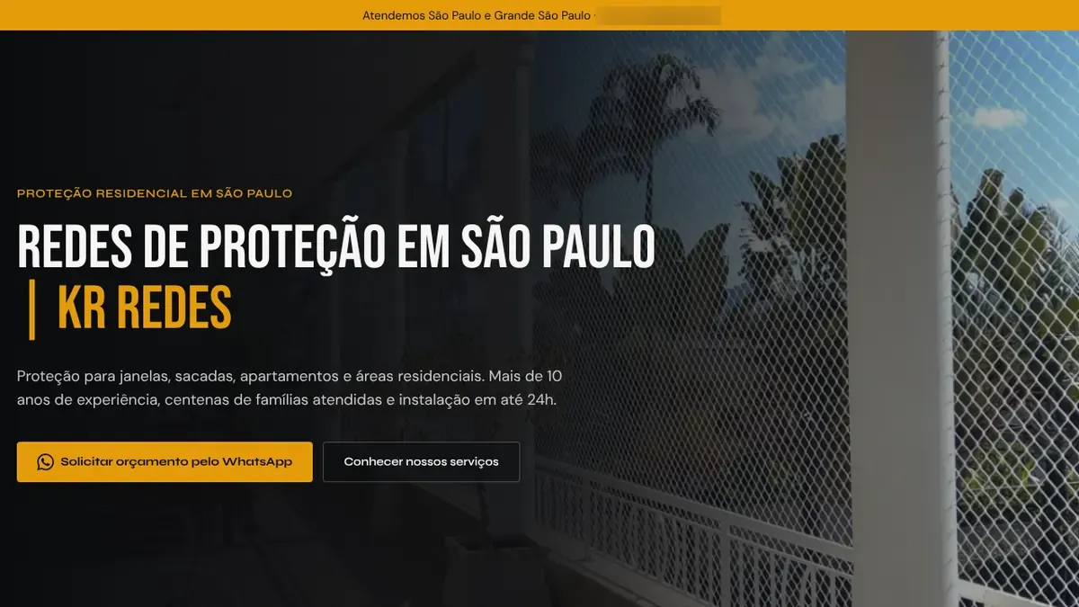 Site KR Redes: Redes de proteção, São Paulo/SP